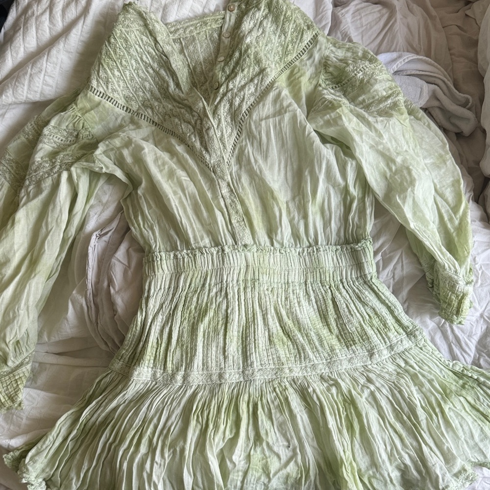 Love Shack Fancy- Viola Dress in green tie dye